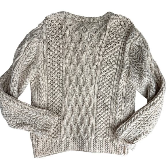 Men’s Vintage Wool Fisherman Sweater Wooden Buttons Cable Knit L–XL - Picture 3 of 3